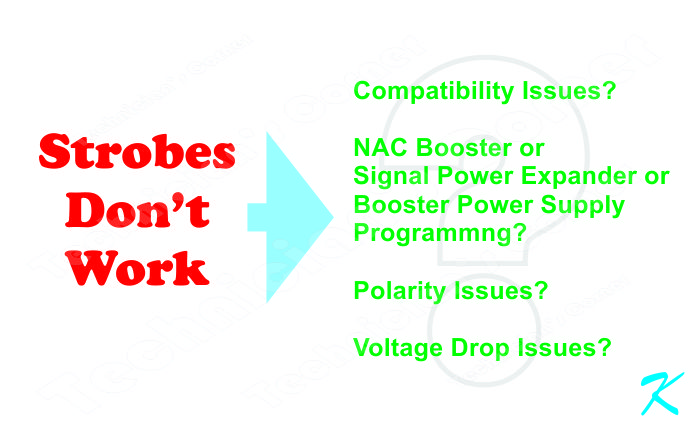The strobes won't work because of compatibility issues, or AC Booster, signal power expander, booster power supply issues, or voltage drop issues